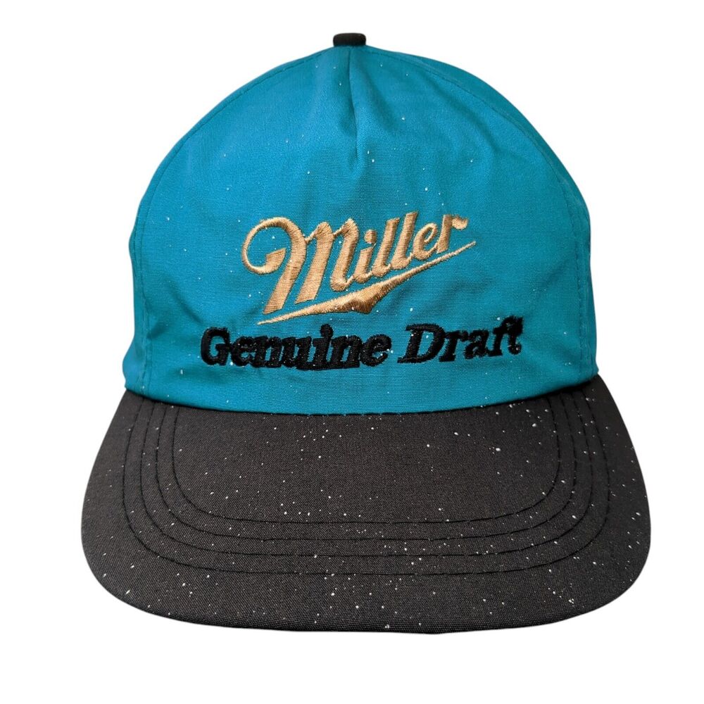 Miller Genuine Draft Snapback Trucker Hat Blue Black Embroidered Logo